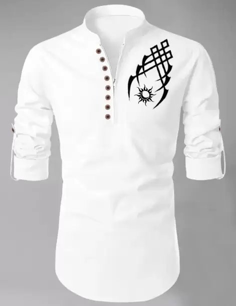 Men Printed Cotton Blend Straight Kurta#JustHere