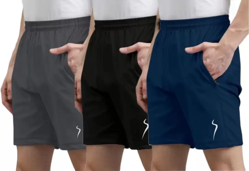 Pack of 3 Solid Men Multicolor Sports Shorts