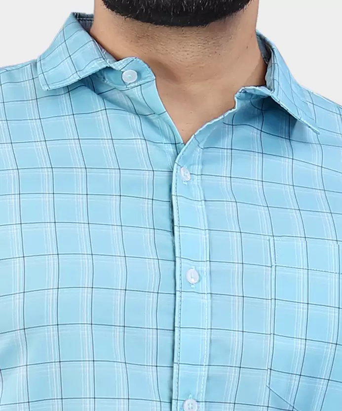 Men Regular Fit Checkered Spread Collar Casual Shirt