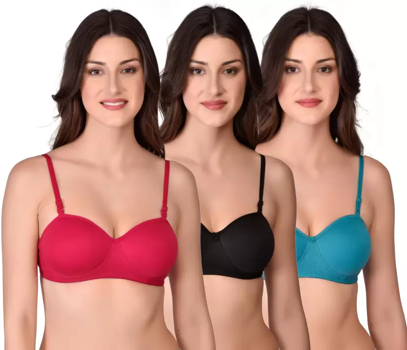 Pack of 3 Women T-Shirt Lightly Padded Bra  (Multicolor)