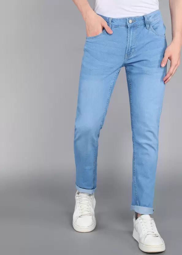 Men Slim Mid Rise Light Blue Jeans