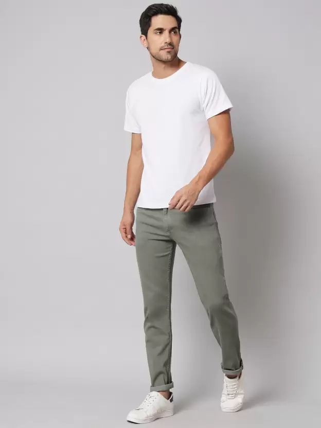 Men Regular Mid Rise Light Green Jeans