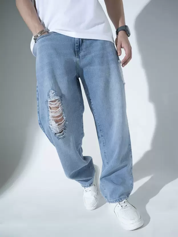 Men Relaxed Fit Mid Rise Light Blue Jeans