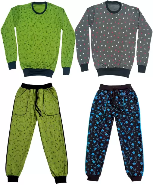 Boys & Girls Casual Sweatshirt Track Pants  (Multicolor)