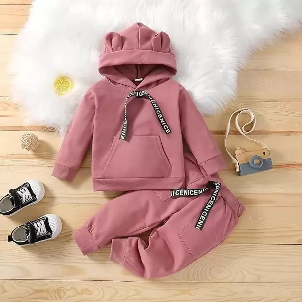 Baby Boys & Baby Girls Casual Sweatshirt Track Suit  (Nice-Pink)