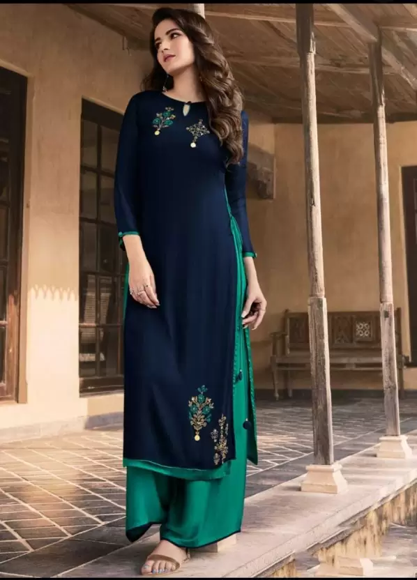 Women Viscose Rayon Kurta Palazzo Set