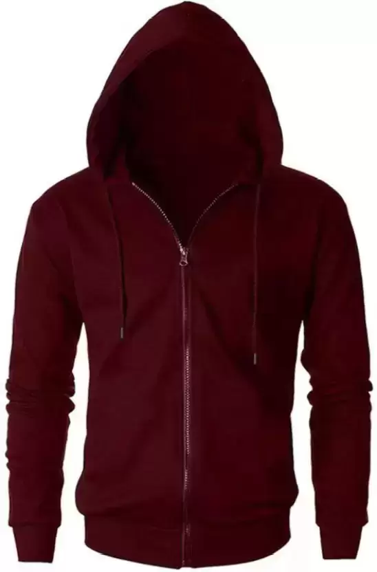 Men Full Sleeve Solid Hooded Sweatshirt